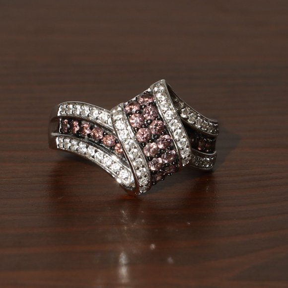 Vintage Sterling Silver cocktail ring with clear and fire opal gemstones - Picture 1 of 4